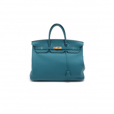 HERMÈS MASTER BIRKIN 40 TOGO LEATHER DUCK BLUE GOLD BUCKLE H028352CK09 (40*30*21cm)